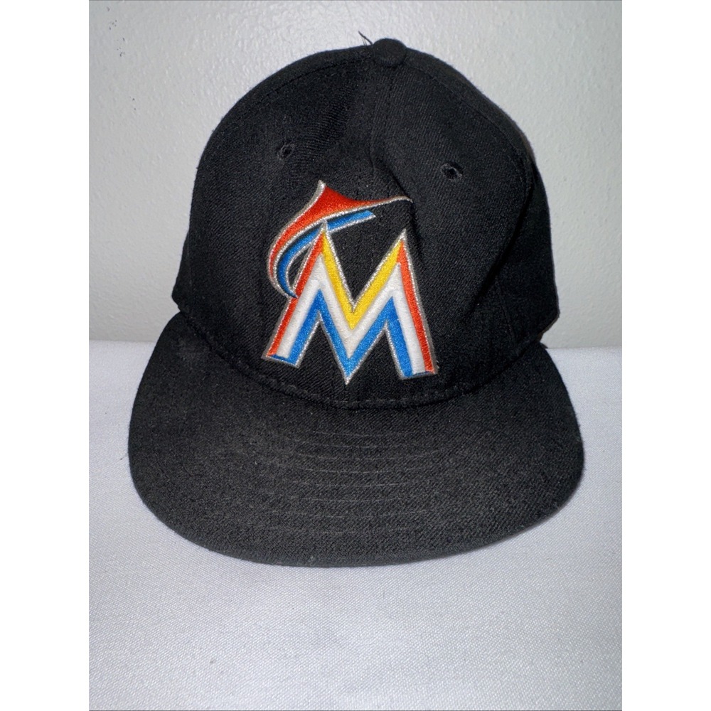 Miami Marlins Official On Player Hat Field Hat Cap Team MLB New Era Size 7 Black